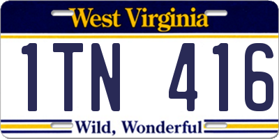 WV license plate 1TN416