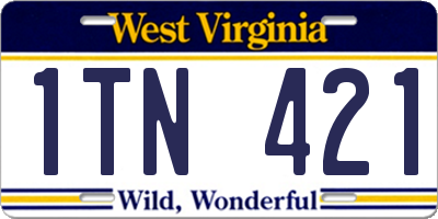 WV license plate 1TN421