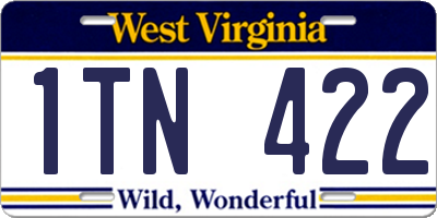 WV license plate 1TN422