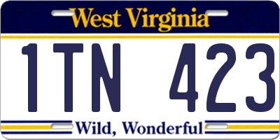WV license plate 1TN423