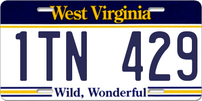 WV license plate 1TN429