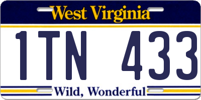 WV license plate 1TN433