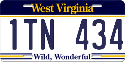 WV license plate 1TN434
