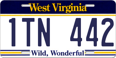 WV license plate 1TN442
