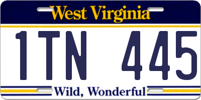 WV license plate 1TN445