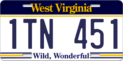 WV license plate 1TN451