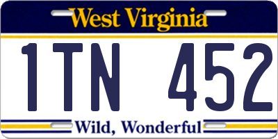 WV license plate 1TN452