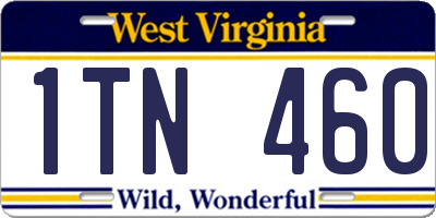 WV license plate 1TN460