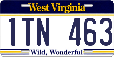 WV license plate 1TN463