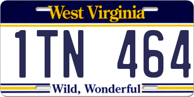 WV license plate 1TN464