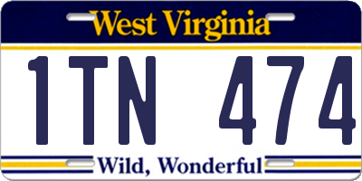 WV license plate 1TN474