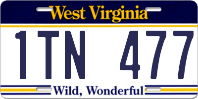 WV license plate 1TN477