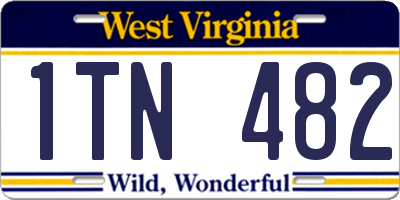 WV license plate 1TN482