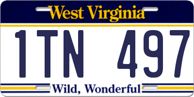 WV license plate 1TN497