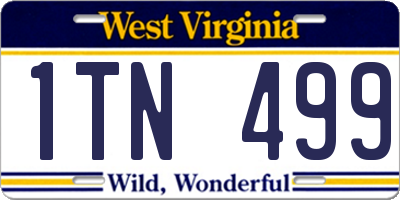 WV license plate 1TN499