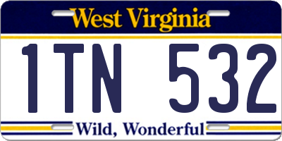 WV license plate 1TN532