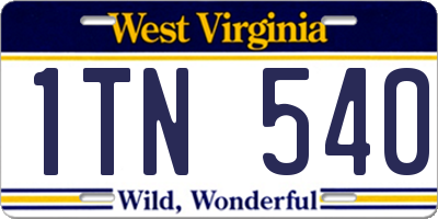 WV license plate 1TN540