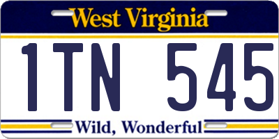WV license plate 1TN545