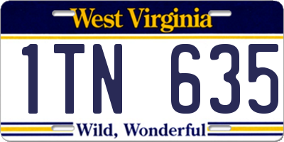WV license plate 1TN635