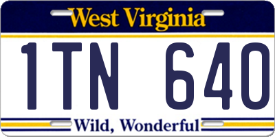 WV license plate 1TN640