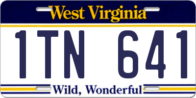 WV license plate 1TN641