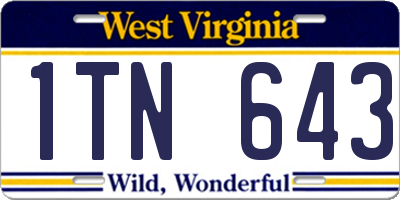 WV license plate 1TN643