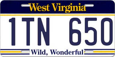 WV license plate 1TN650