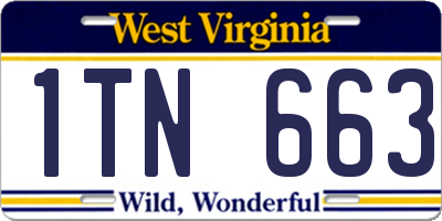 WV license plate 1TN663