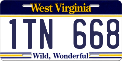 WV license plate 1TN668