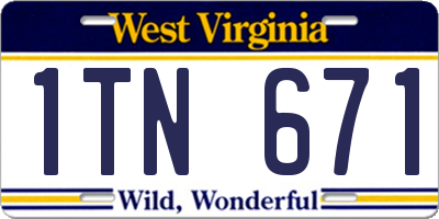 WV license plate 1TN671