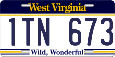 WV license plate 1TN673