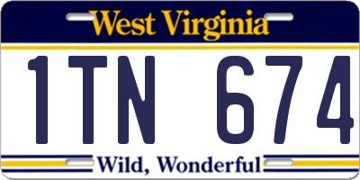 WV license plate 1TN674