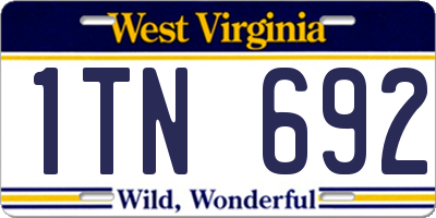 WV license plate 1TN692