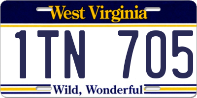 WV license plate 1TN705