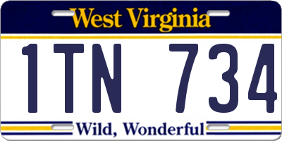 WV license plate 1TN734