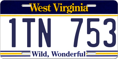 WV license plate 1TN753