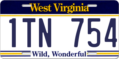 WV license plate 1TN754