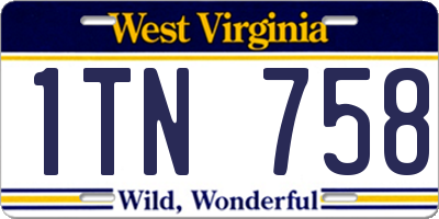 WV license plate 1TN758