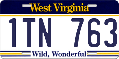 WV license plate 1TN763