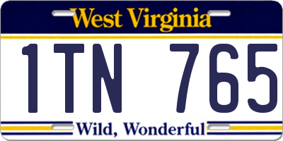 WV license plate 1TN765