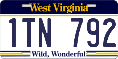 WV license plate 1TN792
