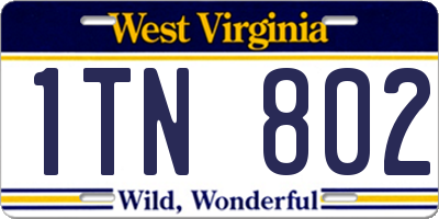 WV license plate 1TN802