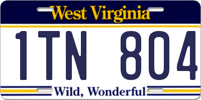 WV license plate 1TN804