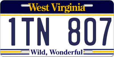WV license plate 1TN807