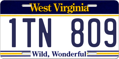 WV license plate 1TN809