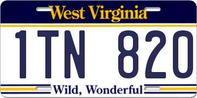 WV license plate 1TN820