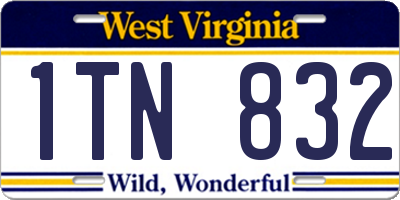 WV license plate 1TN832