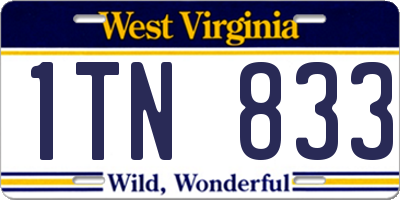 WV license plate 1TN833