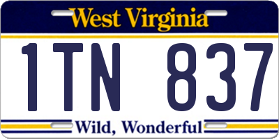 WV license plate 1TN837