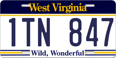 WV license plate 1TN847